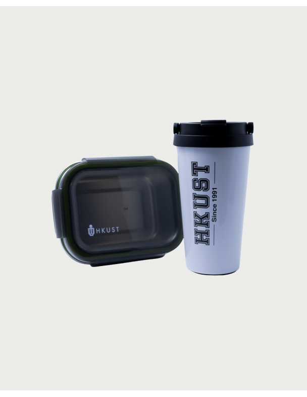 Insulated Double-Wall Tumbler (White) + Sustainable Lunch Box (600 ml)